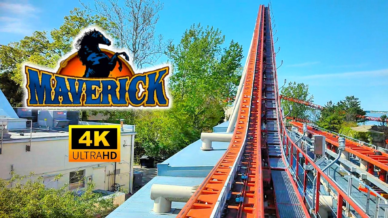 Maverick Front Row POV 4K 60fps Intamin Blitz Roller Coaster Cedar Point