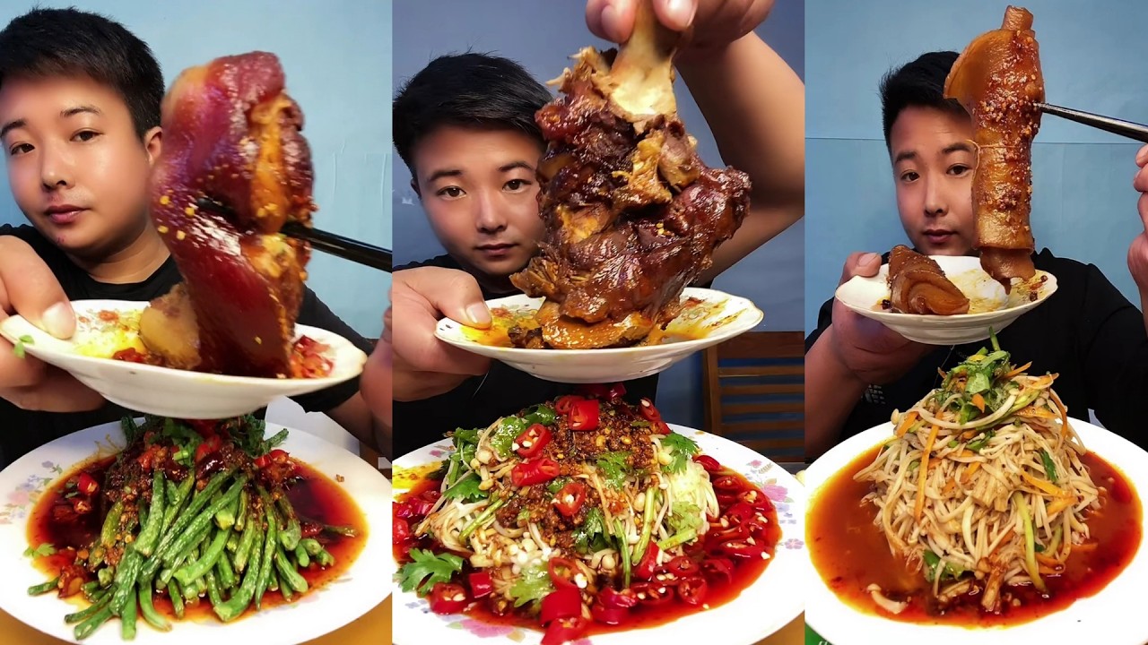 ASMR MUKBANG | SPICY BRAISED PORK BELLY |  EATING SHOW | EATING SHOW | Eat Beef Ribs #food #336