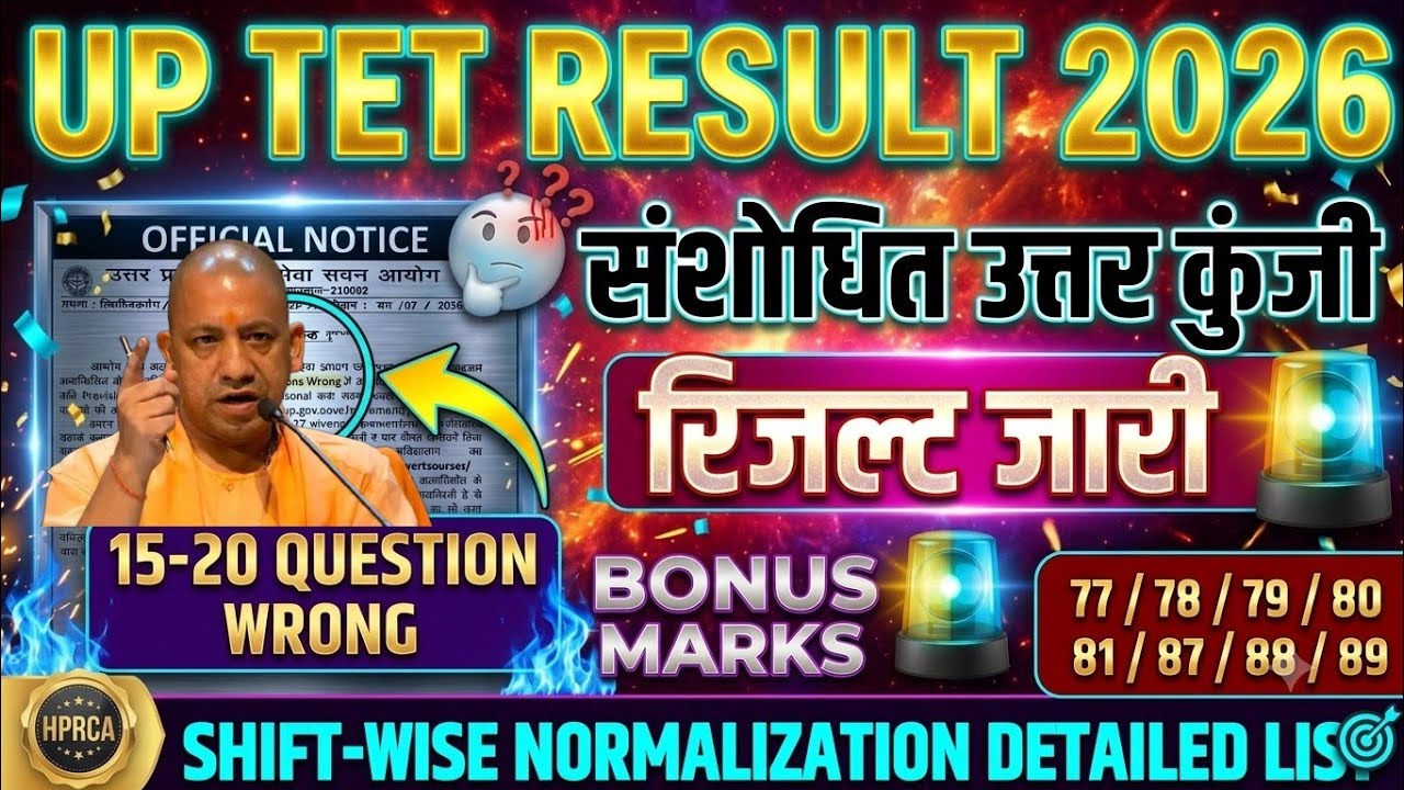 UPTET Result Date 2026 Out 🚨 | Revised Answer Key PDF | Hard Shift Grace Marks Update