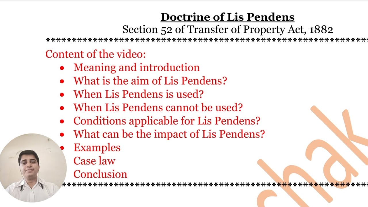 Lis pendens transfer of property Act | Doctrine of lis pendens in transfer of property Act | Sec 52