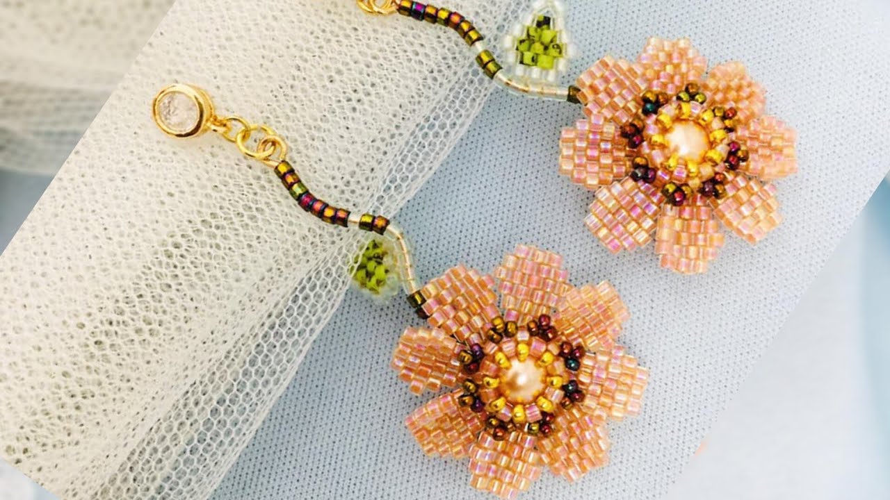 Flores en brick y peyote stitch, con Delica Miyuki