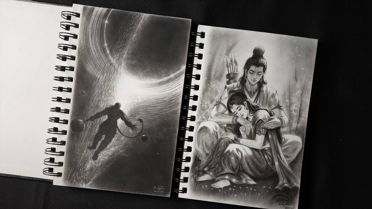 Hanuman ji completed artwork┃Charcoal drawing live┃Live sketching