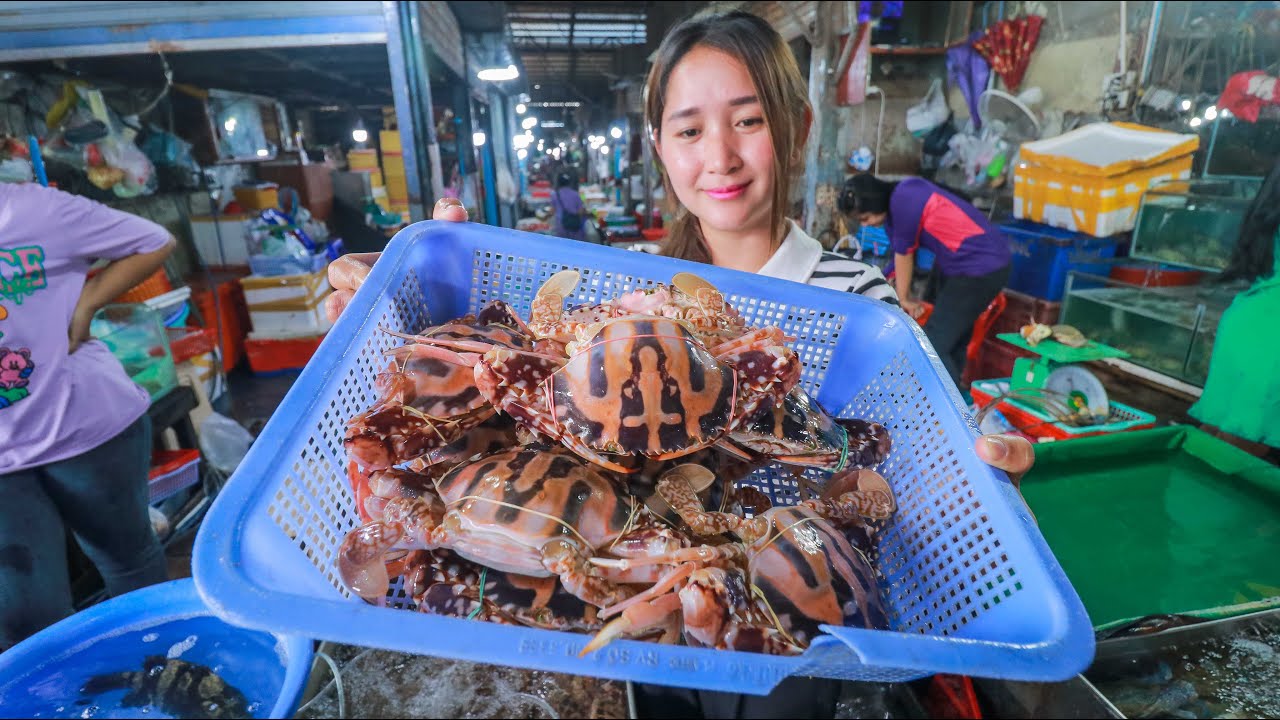 Tiger crab buying from seafood market | Seafood cooking | Seafood eating
