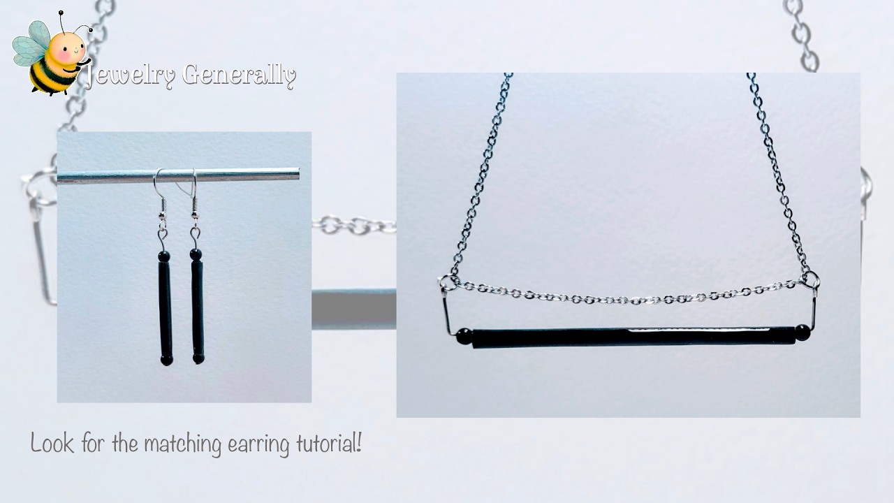 One Of A Kind Paper Bead & UV Resin Bar Necklace