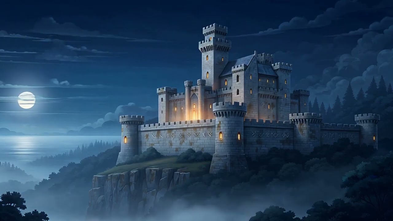 Castle Aurelion 🏰 Moonlit Keep | 12 Hours of Fantasy Night Ambience for Sleep