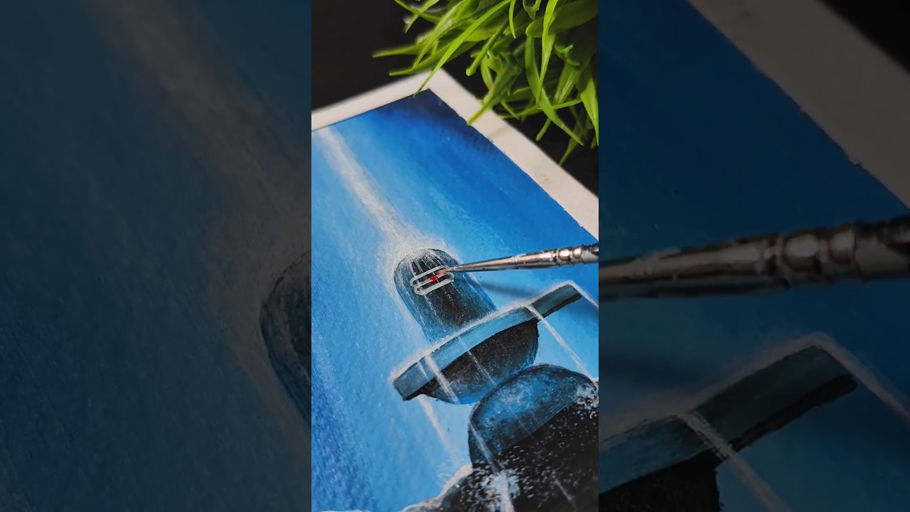 Lord Shiva💙//Shivling Painting 🙏 #postercolour #lordshiva #shivling #mahadev  #shorts #status