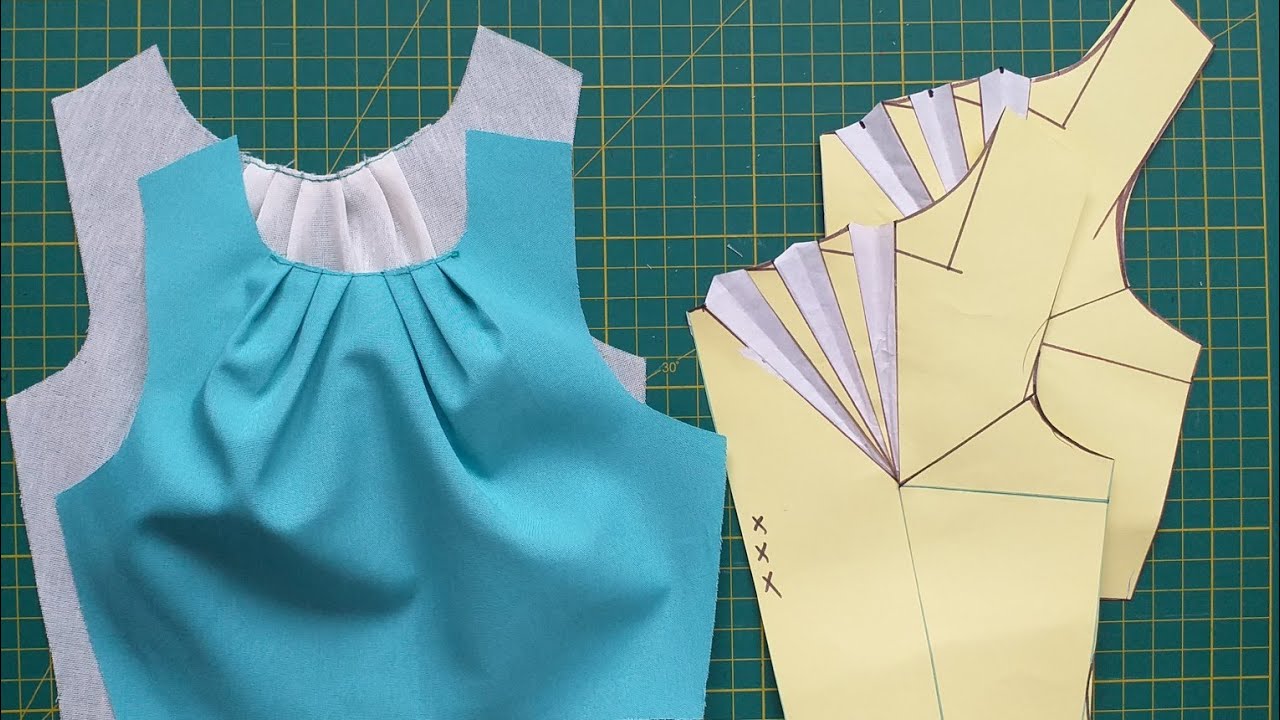 Escote con pliegues. Molde y armado de los pliegues en 2 diferentes direcciones. Hacelo fácil! DIY