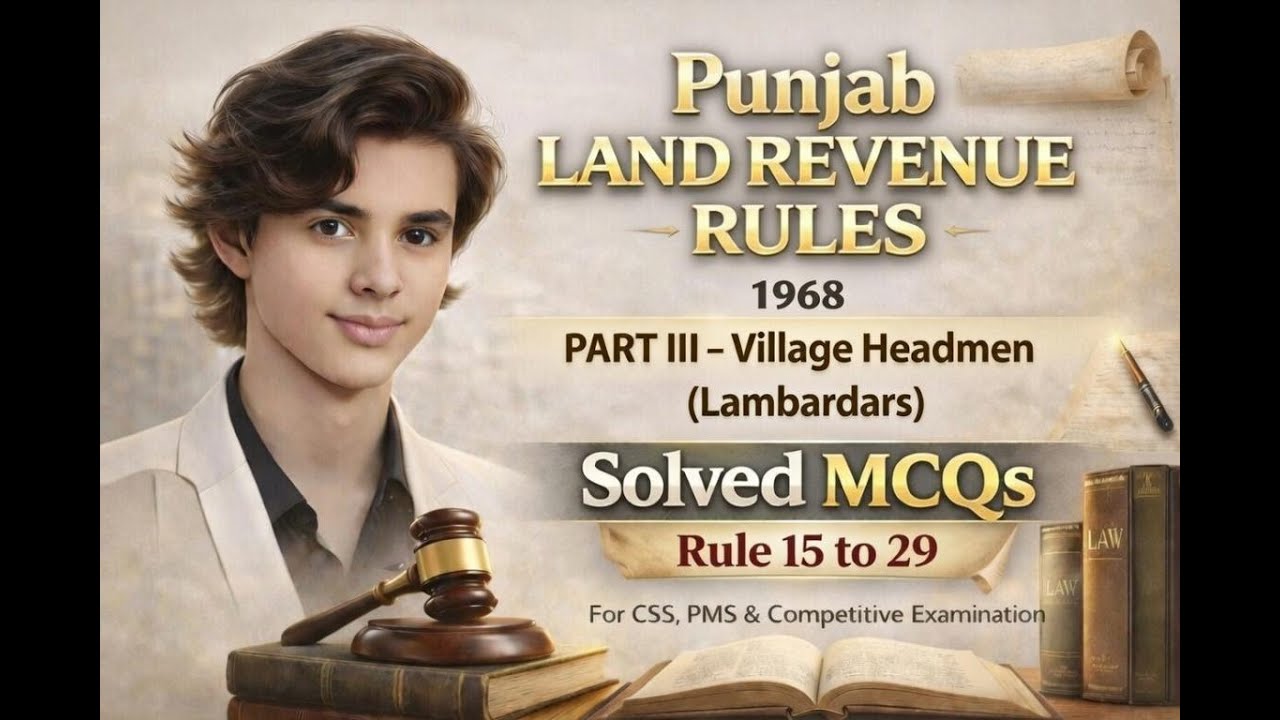 Punjab Land Revenue Rules 1968 | Part-3 Solved MCQs | CSS, PMS & Departmental Exams