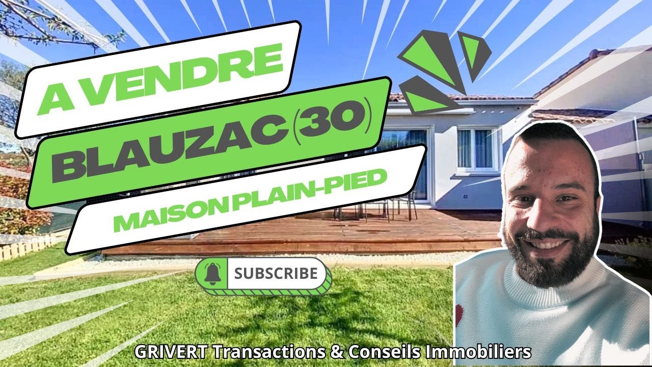 A VENDRE BLAUZAC (30 700) : Maison plain-pied 3 pièces de 90m²