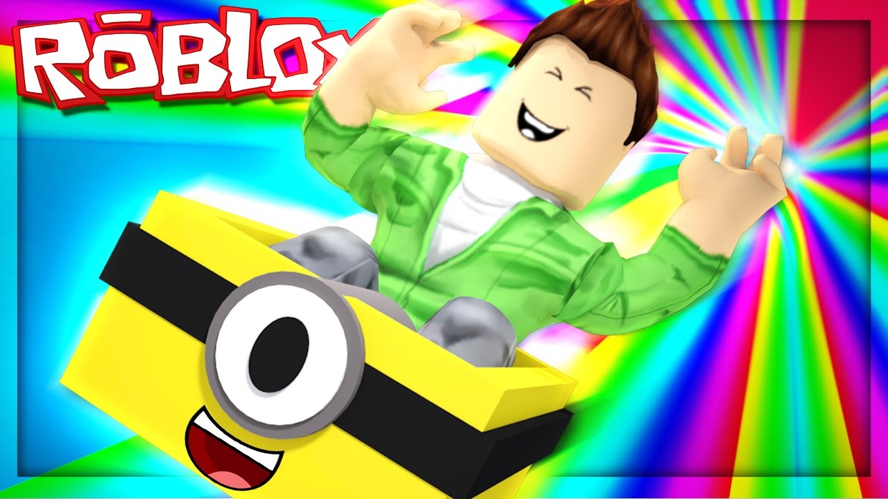 SLIDE DOWN A RAINBOW IN A BOX! (Roblox Rainbow Slide)