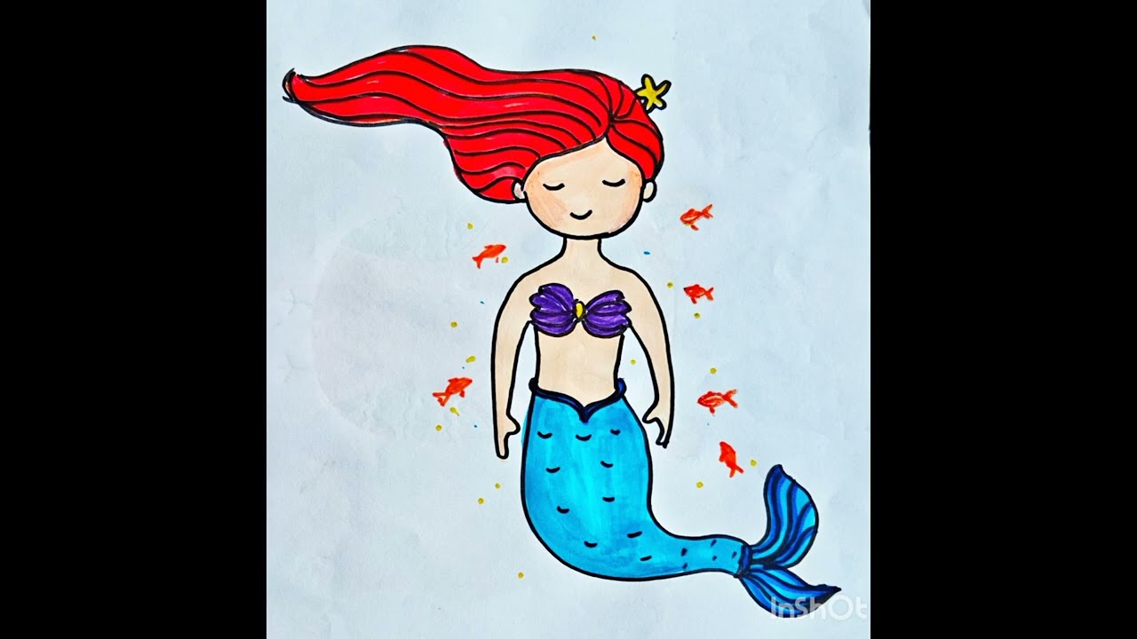 Cute Mermaid Drawing for Kids | Simple Step-by-Step Art Tutorial ✏️🧜‍♀️
