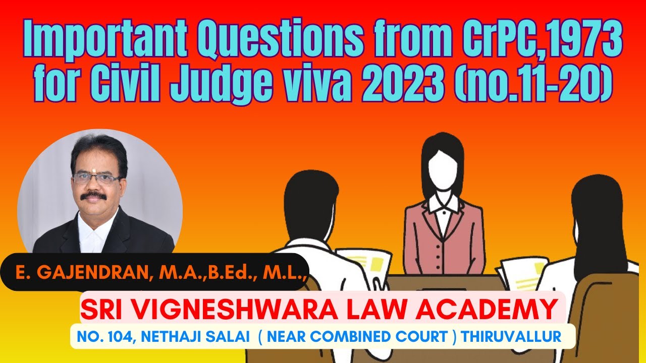 Important Questions from CrPC,1973 for Civil Judge viva 2023 (no.11-20) | TAMIL