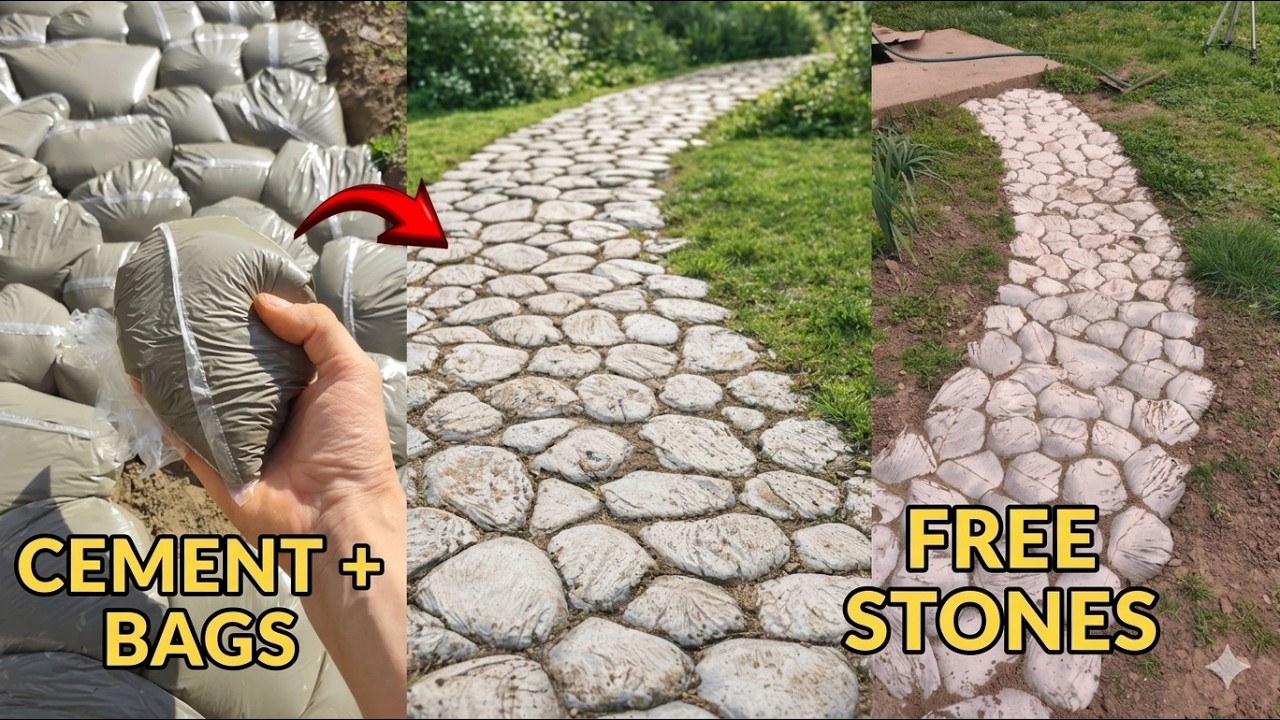 Put Cement in Plastic Bags and the Result is Incredible! Garden Path
