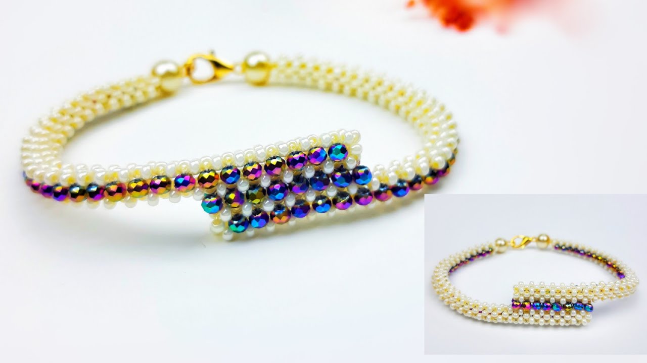 CRAW tekniği iki model abiye bileklik yapımı. Easy CRAW Bracelet Making. Beading Tutorial