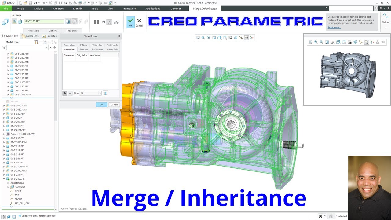 Creo Parametric - Merge / Inheritance Feature - Top Down Design (TDD)