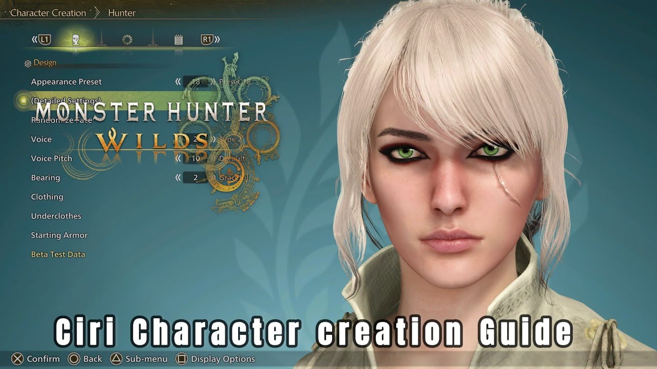 Monster Hunter Wilds Ciri Character Creation guide