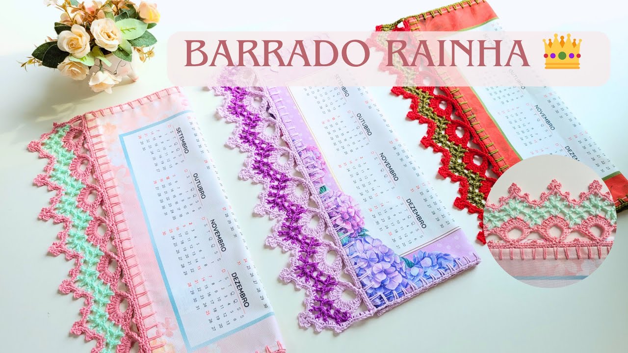 Barrado em crochê Rainha para panos de copa e Pano de prato. Por Vanessa Marcondes 