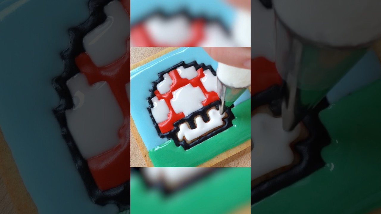 I made a Super Mario Bros. Mushroom cookie with royal icing 🍄