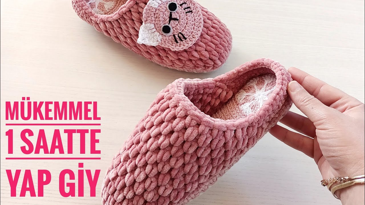 Kadife ipten Ev terliği yapımı #örgü  #tığişi #kadifeip