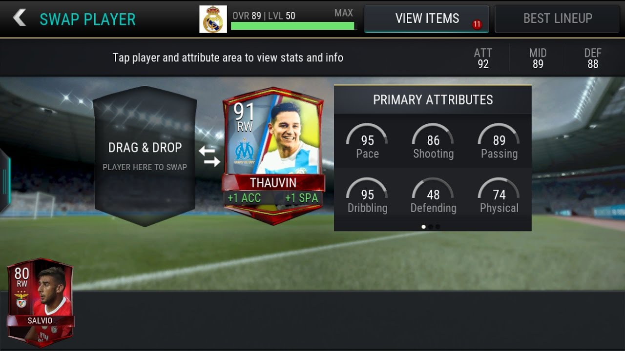90 Rated Ligue 1 Master RW Florian Thauvin Gameplay! - Fifa Mobile