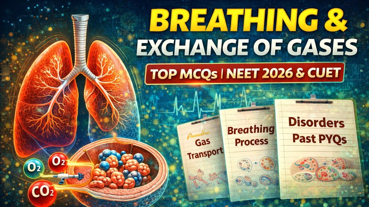 Breathing & Exchange of Gases | Top MCQs | NEET 2026 & CUET