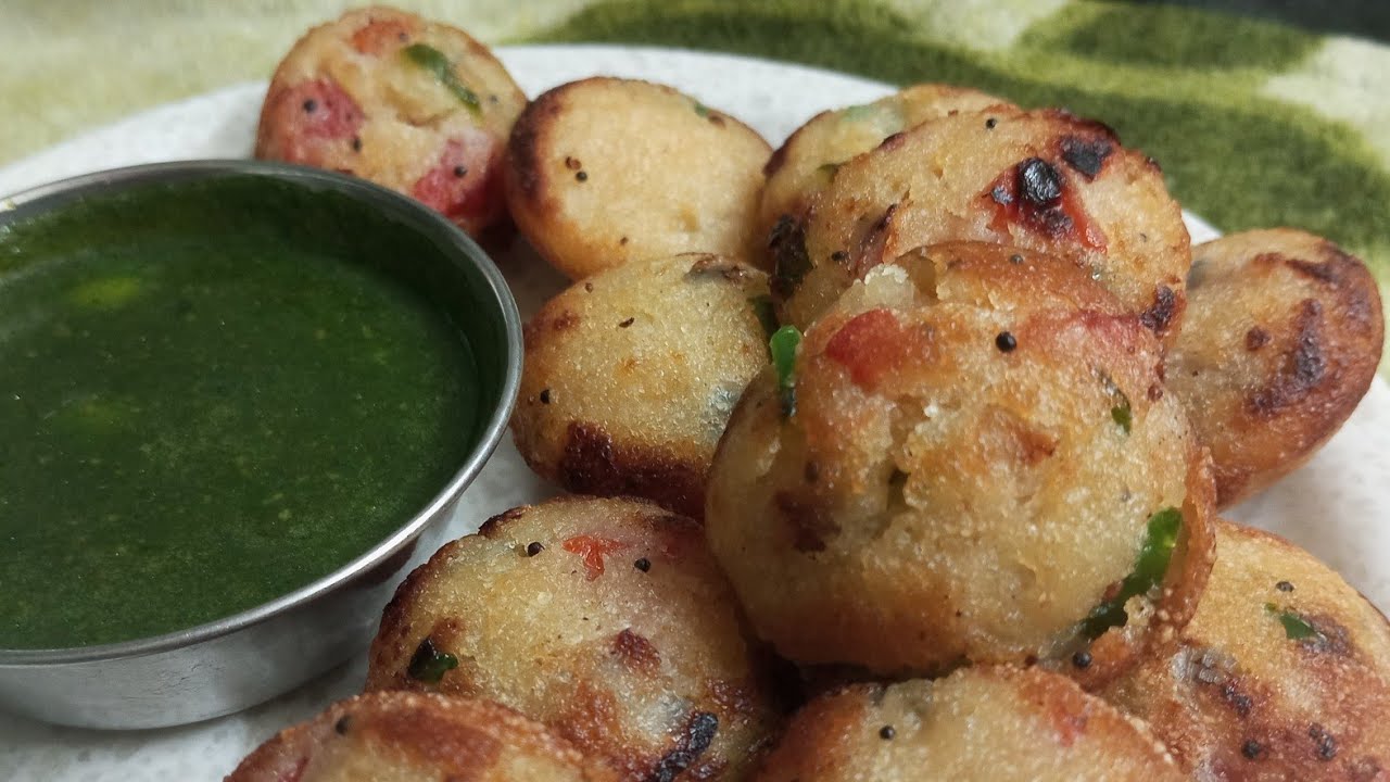सूजी और हरी सब्जियों से बना हेल्दी नाश्ता। Suji appe l Rawa appe l Healthy snack recipe 