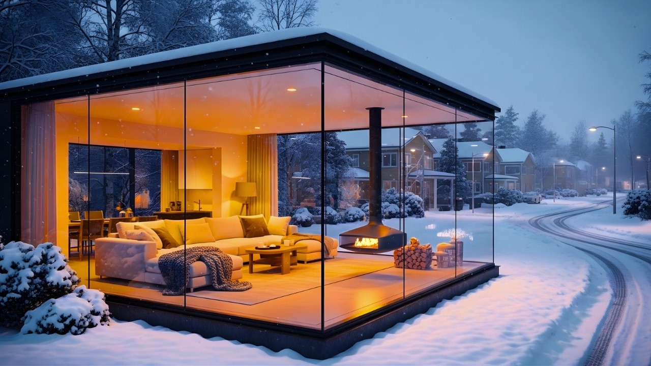 Relaxing Winter Jazz Piano ❄️ Cozy Snowy Night Ambience