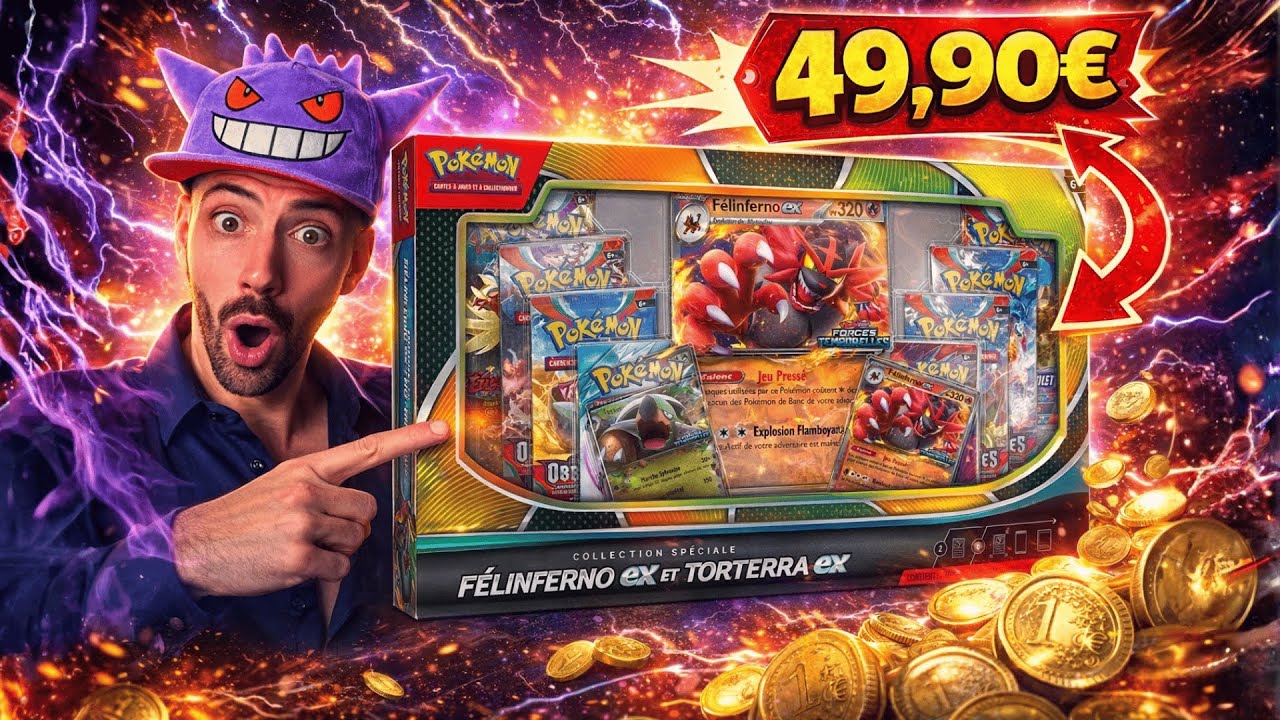 49,90&euro; POUR &Ccedil;A ?! 😱🔥 Coffret F&eacute;linferno EX & Torterra EX &ndash; OUVERTURE CHOC !!!