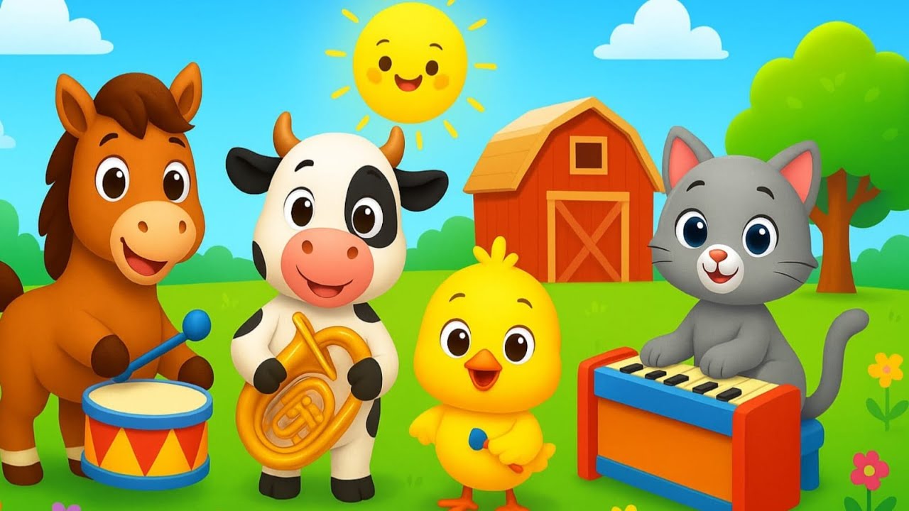 “Popó e a Banda dos Animais” 🐴🐮🐤🐱 | Música Infantil da Fazenda | YouTube Kids