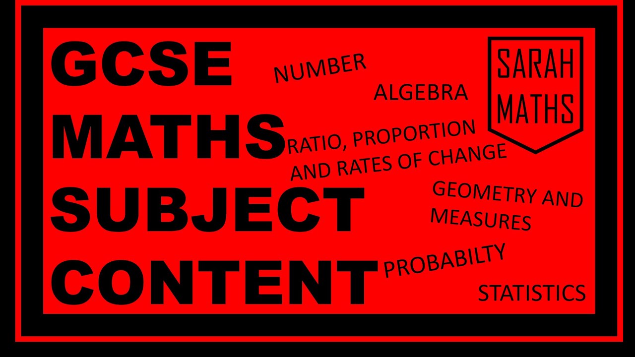 GCSE MATHS SUBJECT CONTENT | SARAH MATHS