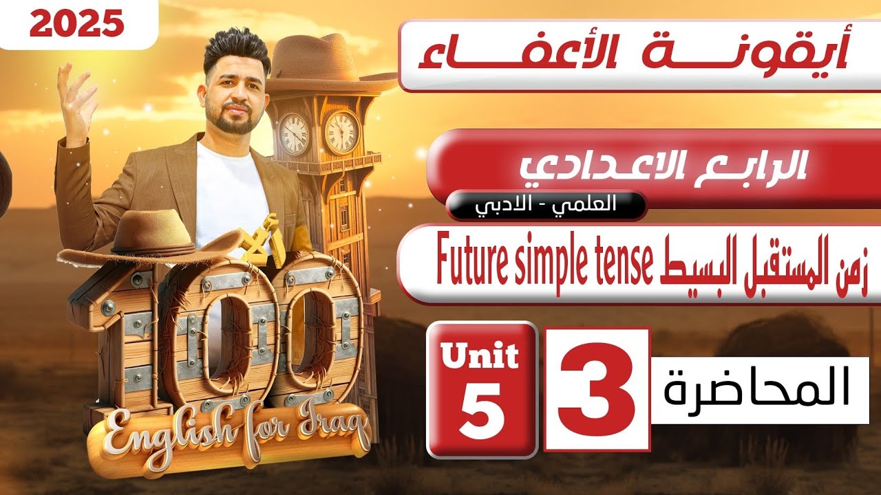 انكليزي الرابع الاعدادي/ المستقبل البسيط future simple /اليونت الخامس /المحاضرة 3/المنهج الجديد 2025
