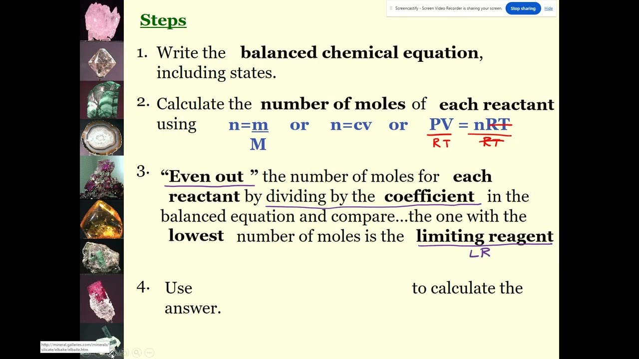 Chemistry 20 - Stoich Lesson 6 - Limiting and Excess Reagent Calculations