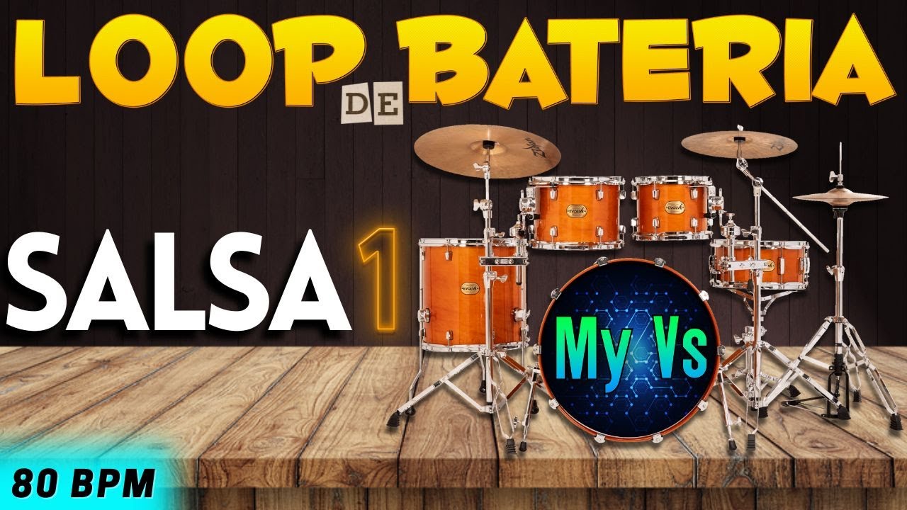 🥁 LOOP de Bateria SALSA 1 para tocar, compor e estudar  | 80 bpm ( PLayback de Bateria ) Atualizado