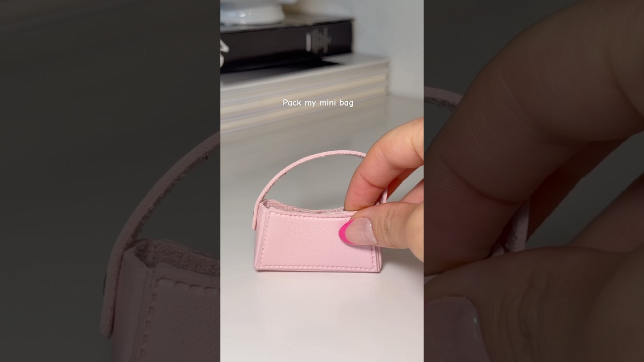 ASMR pack my mini bag #minibag #minimakeup #traveltips #mini #pink #satisfying #asmr #beautyproducts