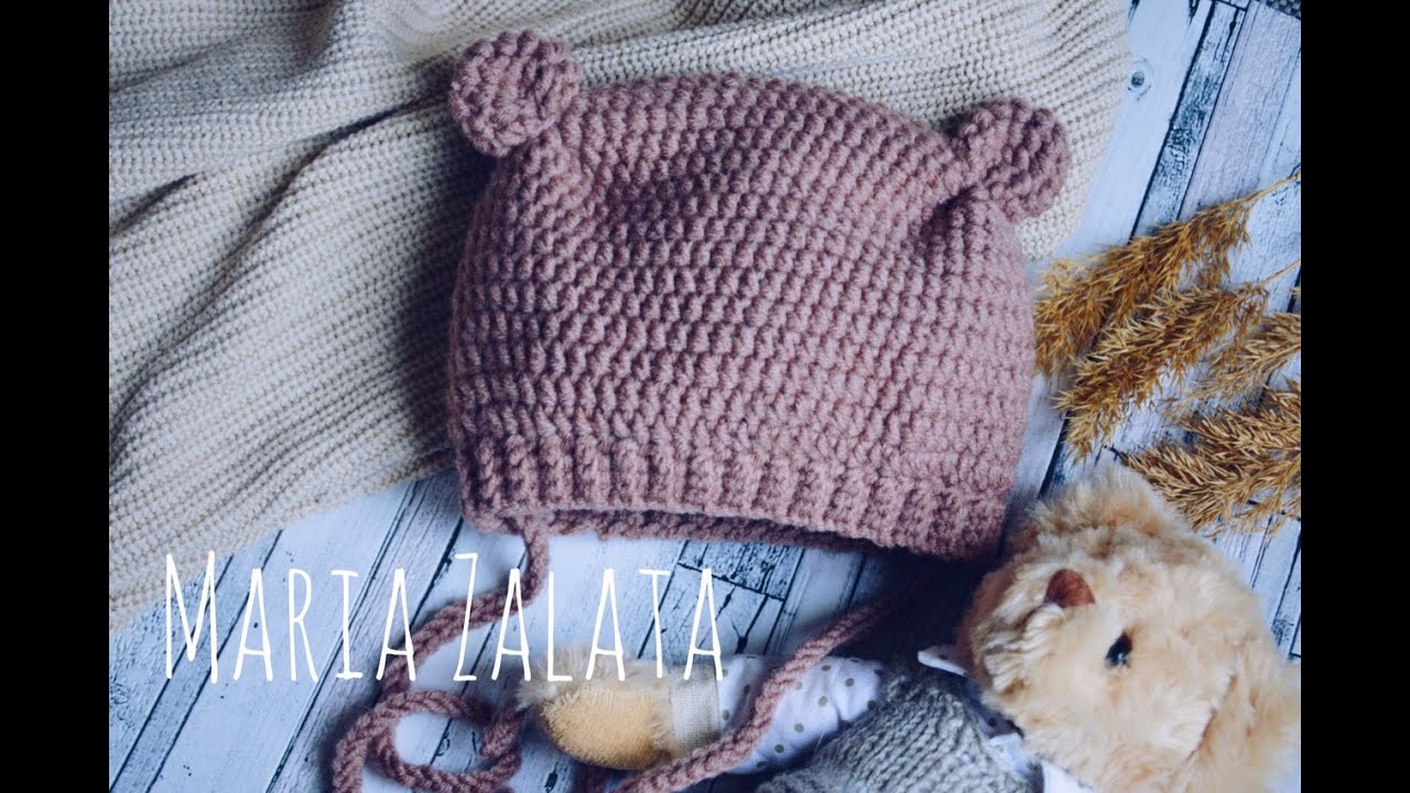 Мастер класс - Вязаная шапка с ушками крючком
