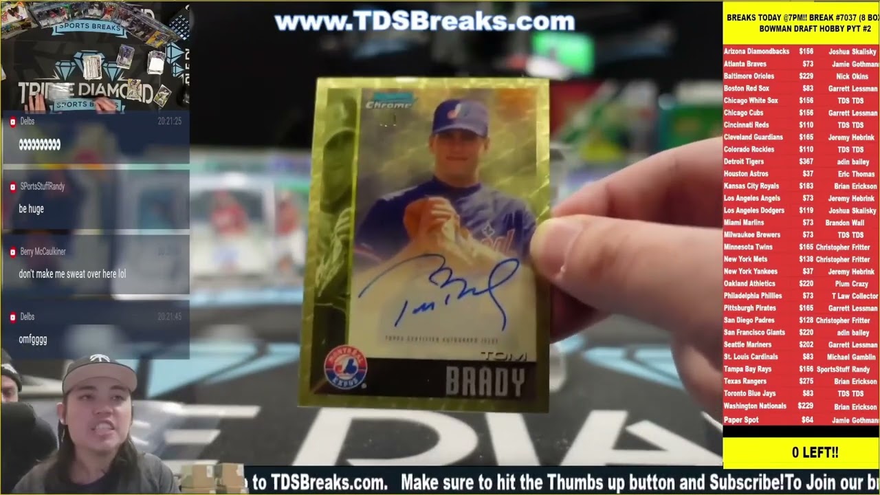 Tom Brady Topps Bowman Draft Superfractor 1/1 pulled on release day!