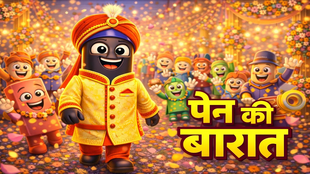 पेन की निकली बारात ✏️🎉 | Funny Stationery Wedding Rhyme for Kids | Rhymes Circle