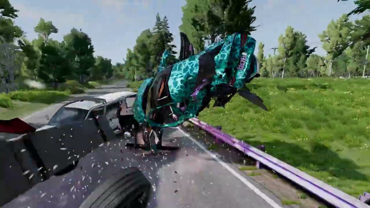 Beamng drive - high speed driving ended up crash into police roadblocks