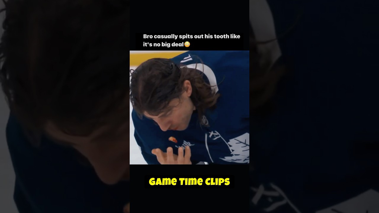Chris Tanev spits out his broken tooth after taking a puck to face 😳🦷 #nhl #nhlhockey #shorts