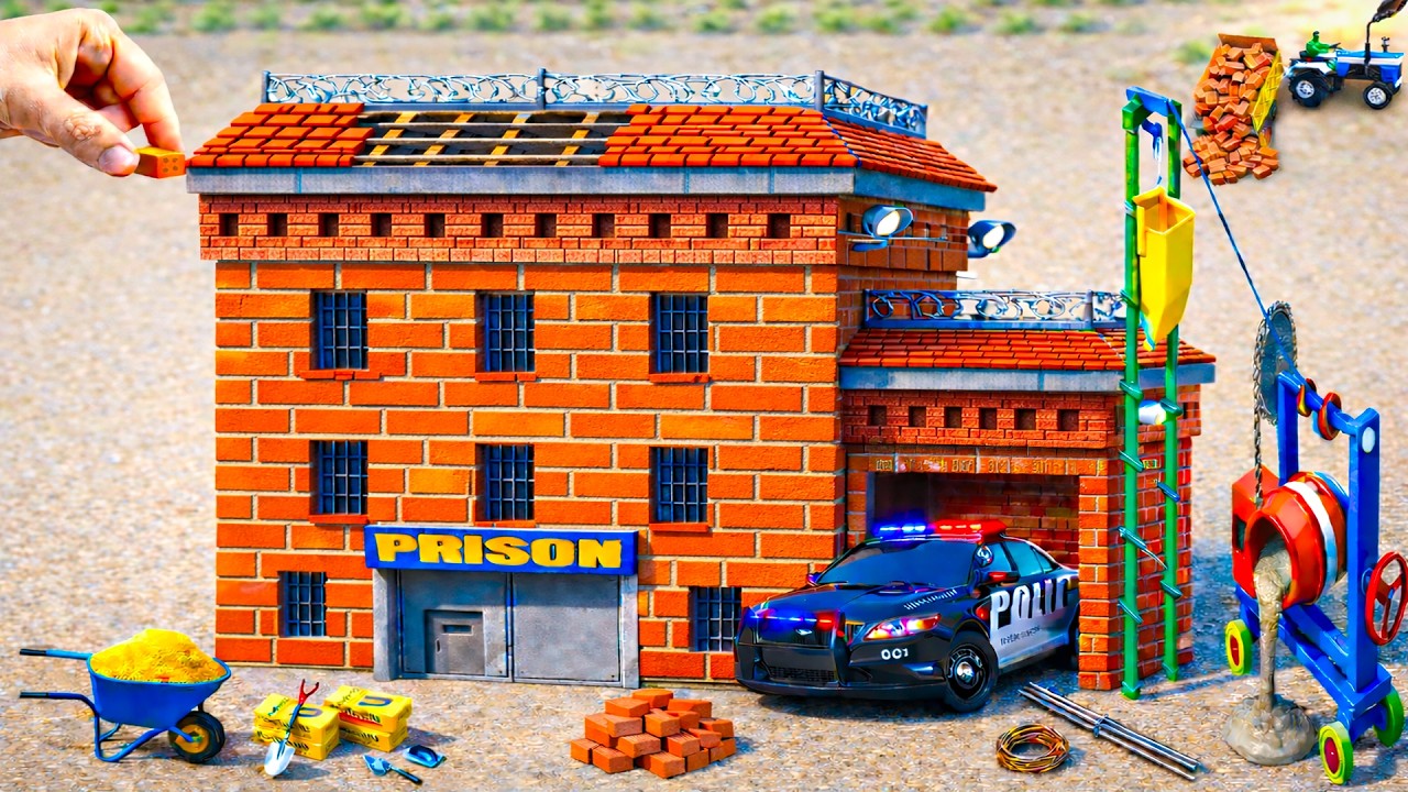 DIY Construction Science Project - Building a Strong 3-Story Fireproof Prison & Garage with Brick