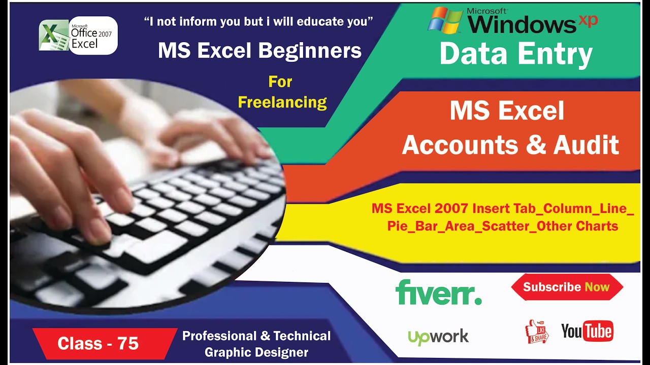 Class # 75 MS Excel 2007 Insert Tab_Column_Line_Pie_Bar_Area_Scatter_Other Charts