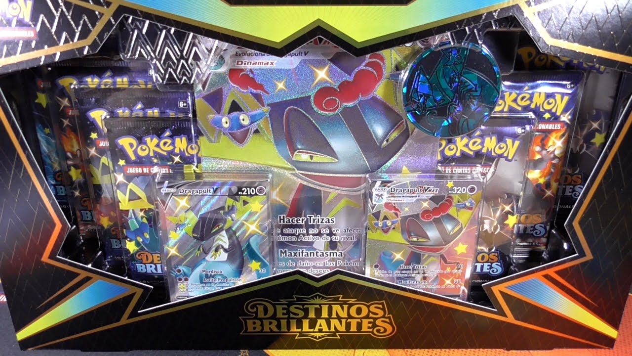 APERTURA DE CARTAS POKEMON DESTINOS BRILLANTES - COLECCION PREMIUM DRAGAPULT VMAX VARIOCOLOR