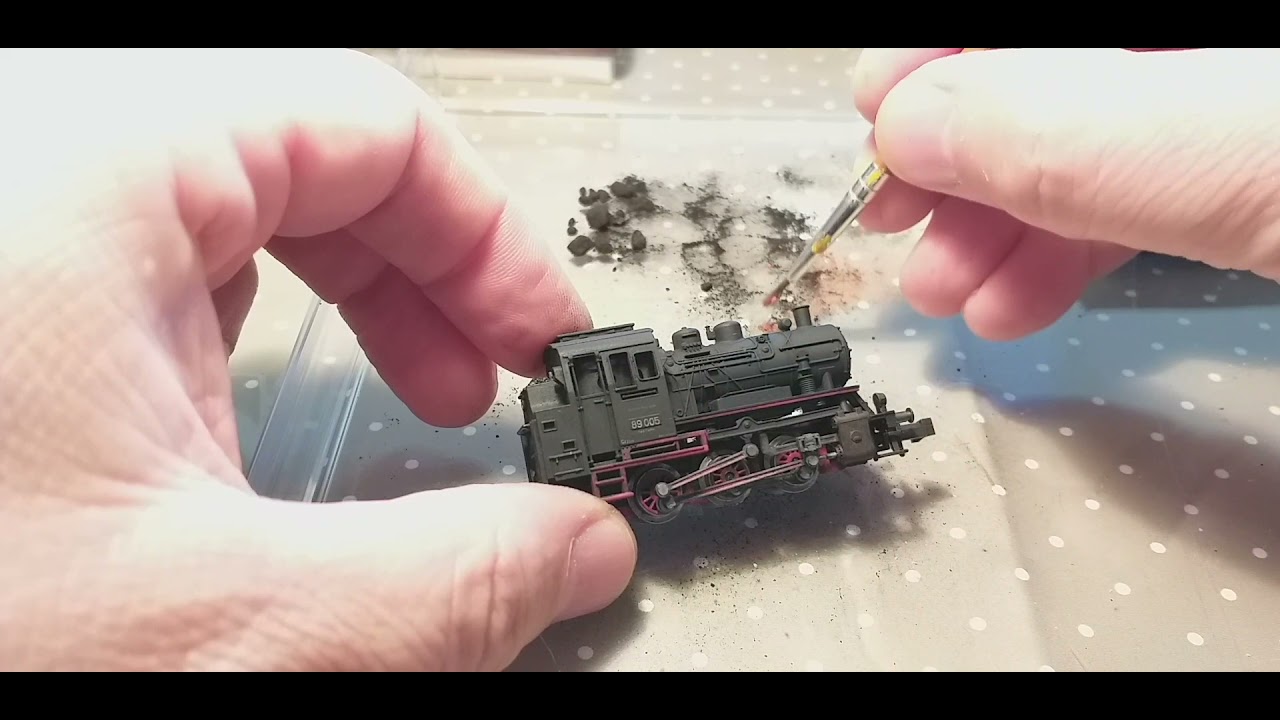 TRENES ESCALA N.Envejecer una vaporosa  facil con PIGMENTOS