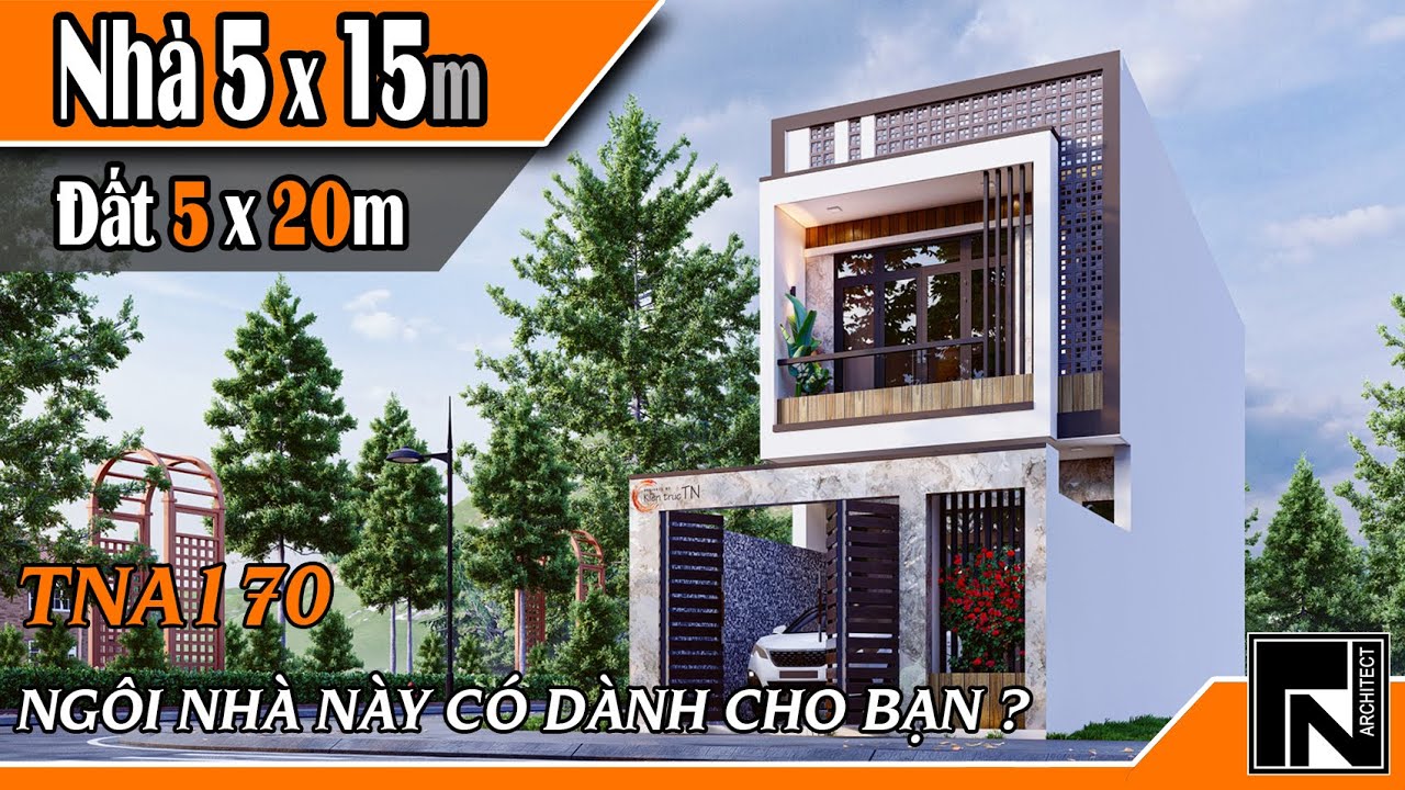 TNA170 - Nhà ống 2 tầng 5x15m trên đất 5x20m với 3 Phòng Ngủ | Kiến trúc TN