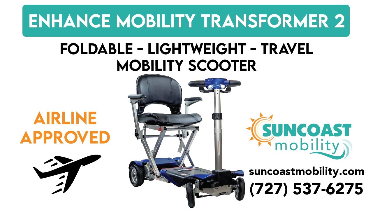 Enhance Mobility Transformer 2 Auto Folding Mobility Scooter – Airline Approved & Travel Friendly