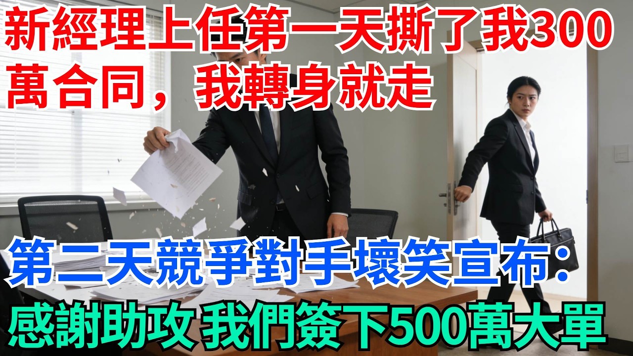 新經理上任第一天撕了我300萬合同，我轉身就走，第二天競爭對手壞笑宣布：感謝貴司經理助攻，我們簽下500萬大單【奇趣天下】#職場逆襲#職場智慧#爽文職場#工作日常#完結爽文