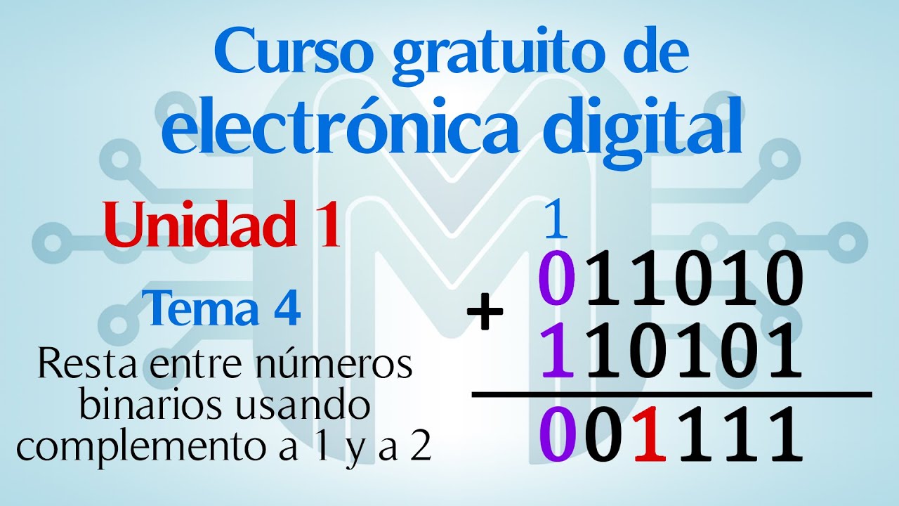 Resta entre números binarios usando complemento a 1 y a 2 | Curso de electrónica digital | #4