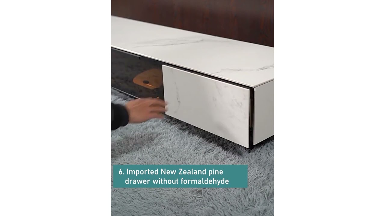 Nodic White Sintered Stone Top TV Stand | Povison