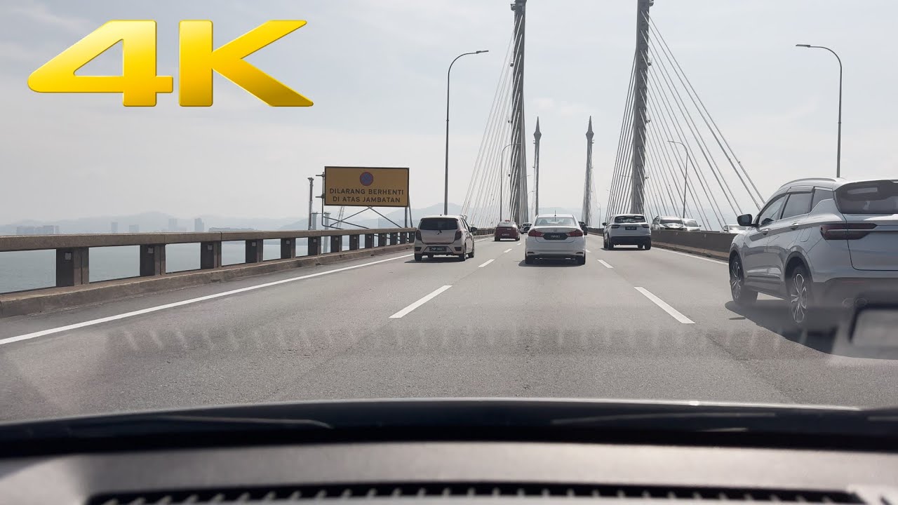 【4K 60FPS】Driving across Penang bridge 2024