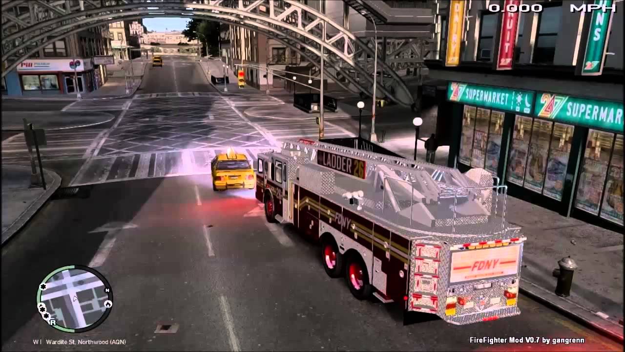 GTA IV FDLC Fire Fighter Mod (Movable ladder truck!!!)